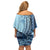 Samoa Siapo Mamanu Family Matching Off Shoulder Short Dress and Hawaiian Shirt Plumeria Navy Blue Motifs