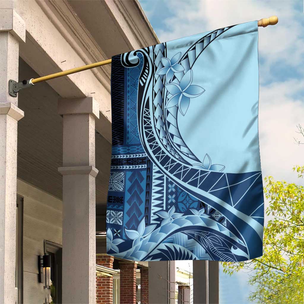 Samoa Siapo Mamanu Garden Flag Plumeria Navy Blue Motifs LT7 House Flag Blue - Polynesian Pride