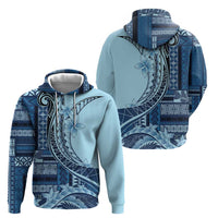 Samoa Siapo Mamanu Hoodie Plumeria Navy Blue Motifs LT7 - Polynesian Pride