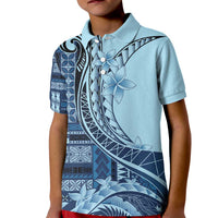 Samoa Siapo Mamanu Kid Polo Shirt Plumeria Navy Blue Motifs LT7 Kid Blue - Polynesian Pride