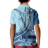 Samoa Siapo Mamanu Kid Polo Shirt Plumeria Navy Blue Motifs LT7 - Polynesian Pride