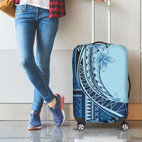 Samoa Siapo Mamanu Luggage Cover Plumeria Navy Blue Motifs LT7 - Polynesian Pride
