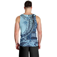Samoa Siapo Mamanu Men Tank Top Plumeria Navy Blue Motifs LT7 - Polynesian Pride