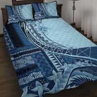 Samoa Siapo Mamanu Quilt Bed Set Plumeria Navy Blue Motifs LT7 Blue - Polynesian Pride