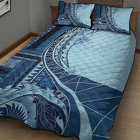 Samoa Siapo Mamanu Quilt Bed Set Plumeria Navy Blue Motifs LT7 - Polynesian Pride