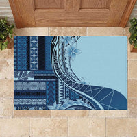 Samoa Siapo Mamanu Rubber Doormat Plumeria Navy Blue Motifs LT7 Blue - Polynesian Pride