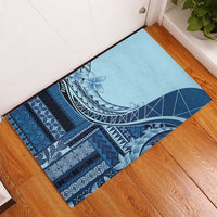 Samoa Siapo Mamanu Rubber Doormat Plumeria Navy Blue Motifs LT7 - Polynesian Pride