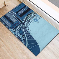 Samoa Siapo Mamanu Rubber Doormat Plumeria Navy Blue Motifs LT7 - Polynesian Pride