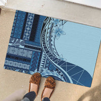 Samoa Siapo Mamanu Rubber Doormat Plumeria Navy Blue Motifs LT7 - Polynesian Pride