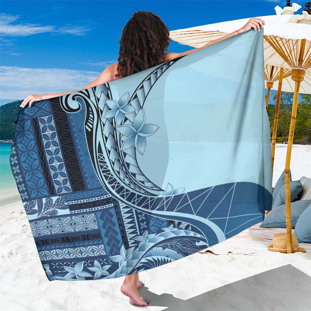 Samoa Siapo Mamanu Sarong Plumeria Navy Blue Motifs LT7 One Size 44 x 66 inches Blue - Polynesian Pride
