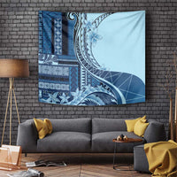 Samoa Siapo Mamanu Tapestry Plumeria Navy Blue Motifs LT7 Blue - Polynesian Pride