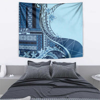 Samoa Siapo Mamanu Tapestry Plumeria Navy Blue Motifs LT7 - Polynesian Pride
