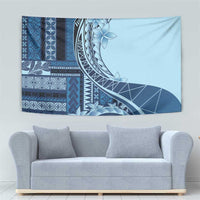 Samoa Siapo Mamanu Tapestry Plumeria Navy Blue Motifs LT7 - Polynesian Pride