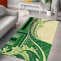 Samoa Siapo Mamanu Area Rug Plumeria Emerald Motifs LT7 - Polynesian Pride
