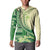 Samoa Siapo Mamanu Button Sweatshirt Plumeria Emerald Motifs