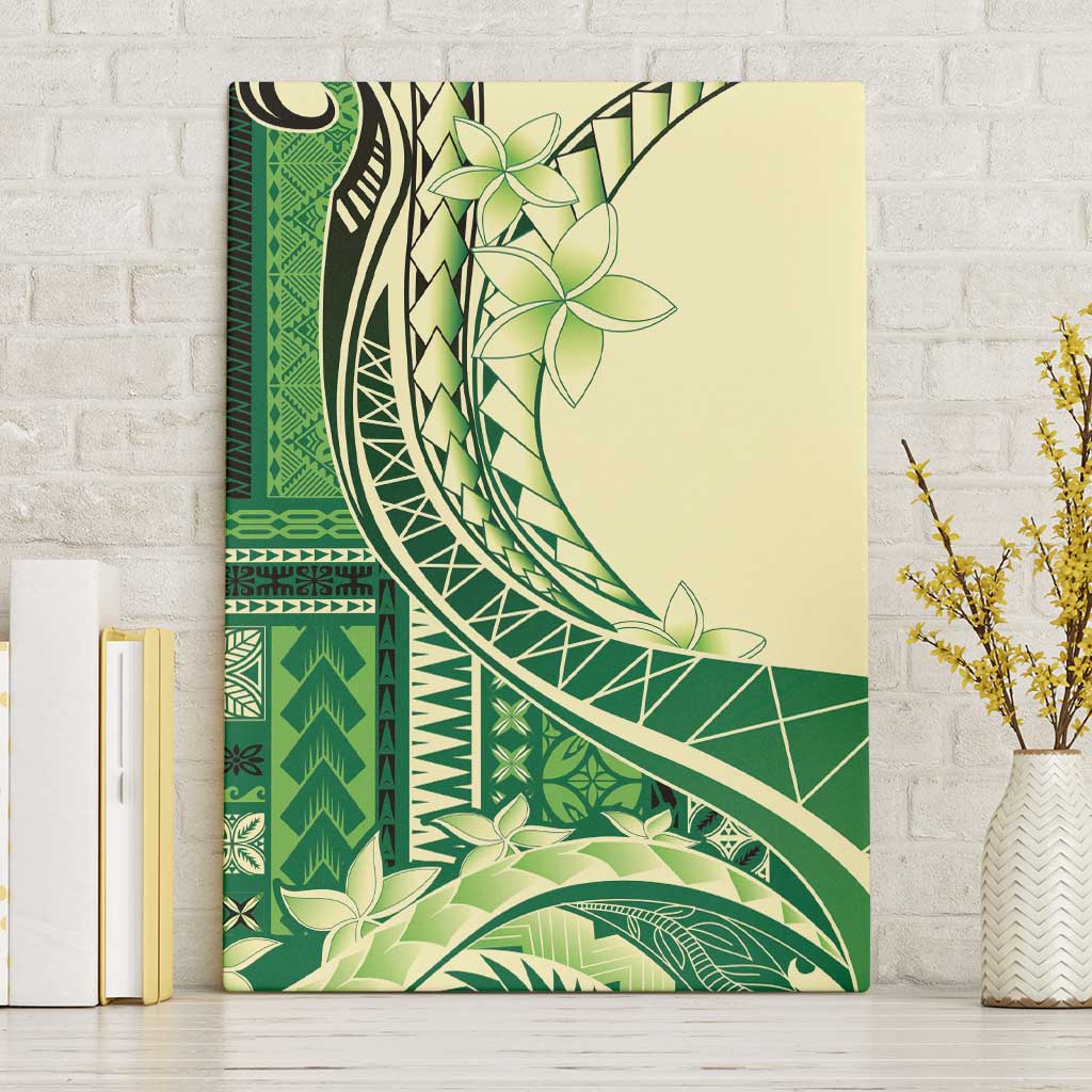 Samoa Siapo Mamanu Canvas Wall Art Plumeria Emerald Motifs LT7 Without Frame Green - Polynesian Pride