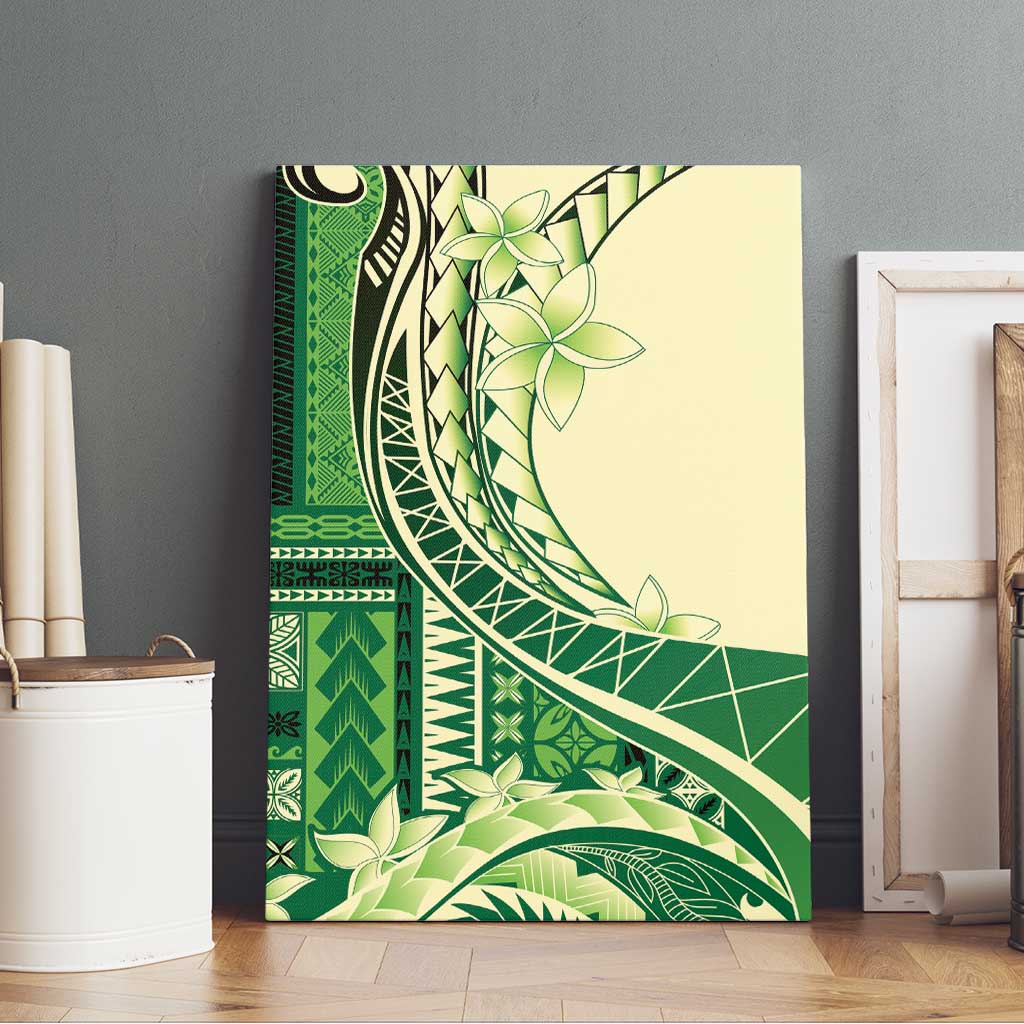Samoa Siapo Mamanu Canvas Wall Art Plumeria Emerald Motifs LT7 - Polynesian Pride