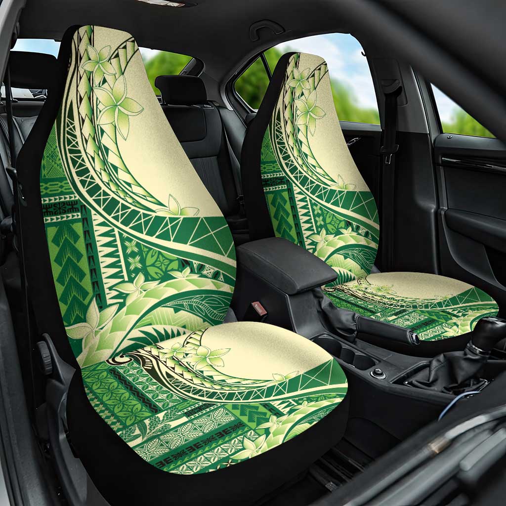 Samoa Siapo Mamanu Car Seat Cover Plumeria Emerald Motifs LT7 One Size Green - Polynesian Pride