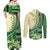 Samoa Siapo Mamanu Couples Matching Off Shoulder Maxi Dress and Long Sleeve Button Shirt Plumeria Emerald Motifs