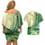 Samoa Siapo Mamanu Couples Matching Off Shoulder Short Dress and Hawaiian Shirt Plumeria Emerald Motifs