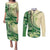 Samoa Siapo Mamanu Couples Matching Puletasi and Long Sleeve Button Shirt Plumeria Emerald Motifs