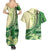 Samoa Siapo Mamanu Couples Matching Summer Maxi Dress and Hawaiian Shirt Plumeria Emerald Motifs