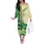 Samoa Siapo Mamanu Family Matching Off The Shoulder Long Sleeve Dress and Hawaiian Shirt Plumeria Emerald Motifs