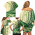 Samoa Siapo Mamanu Family Matching Off Shoulder Short Dress and Hawaiian Shirt Plumeria Emerald Motifs