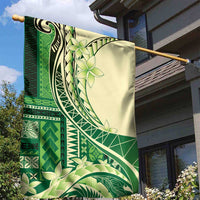 Samoa Siapo Mamanu Garden Flag Plumeria Emerald Motifs LT7 - Polynesian Pride