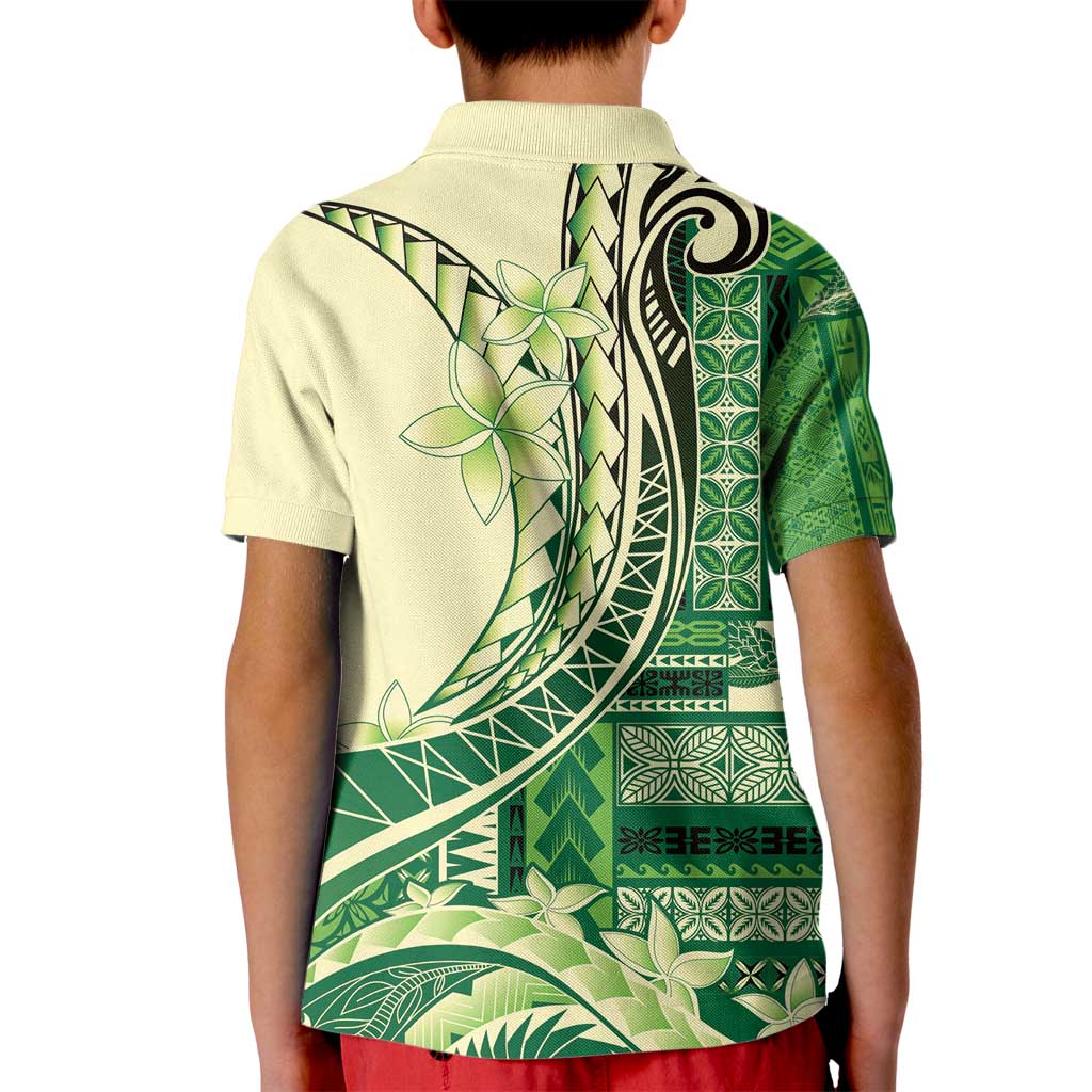 Samoa Siapo Mamanu Kid Polo Shirt Plumeria Emerald Motifs LT7 - Polynesian Pride