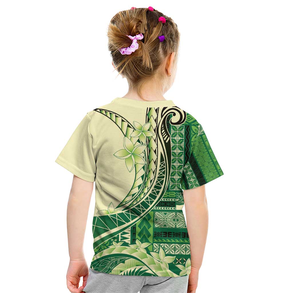 Samoa Siapo Mamanu Kid T Shirt Plumeria Emerald Motifs LT7 - Polynesian Pride