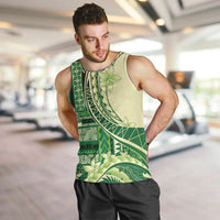 Samoa Siapo Mamanu Men Tank Top Plumeria Emerald Motifs LT7 Green - Polynesian Pride