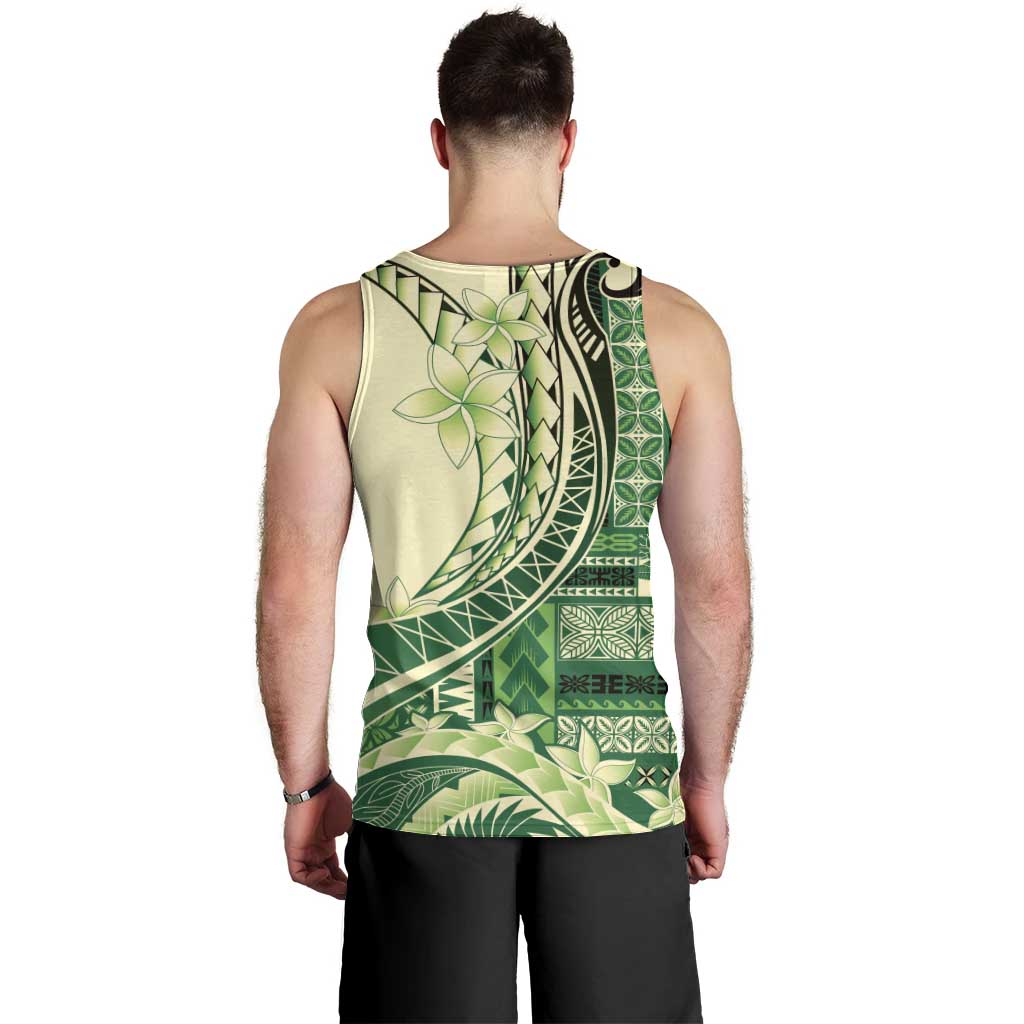 Samoa Siapo Mamanu Men Tank Top Plumeria Emerald Motifs LT7 - Polynesian Pride