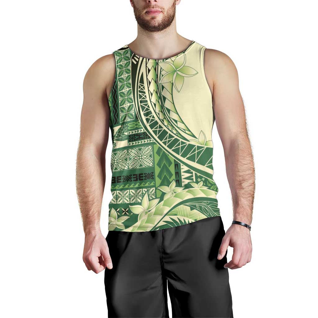 Samoa Siapo Mamanu Men Tank Top Plumeria Emerald Motifs LT7 - Polynesian Pride
