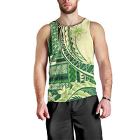 Samoa Siapo Mamanu Men Tank Top Plumeria Emerald Motifs LT7 - Polynesian Pride