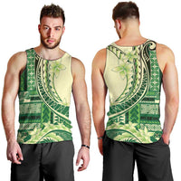 Samoa Siapo Mamanu Men Tank Top Plumeria Emerald Motifs LT7 - Polynesian Pride
