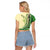 Samoa Siapo Mamanu Raglan Cropped T Shirt Plumeria Emerald Motifs