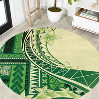 Samoa Siapo Mamanu Round Carpet Plumeria Emerald Motifs LT7 Green - Polynesian Pride