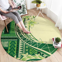 Samoa Siapo Mamanu Round Carpet Plumeria Emerald Motifs LT7 - Polynesian Pride