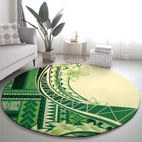 Samoa Siapo Mamanu Round Carpet Plumeria Emerald Motifs LT7 - Polynesian Pride