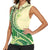 Samoa Siapo Mamanu Women Sleeveless Polo Shirt Plumeria Emerald Motifs