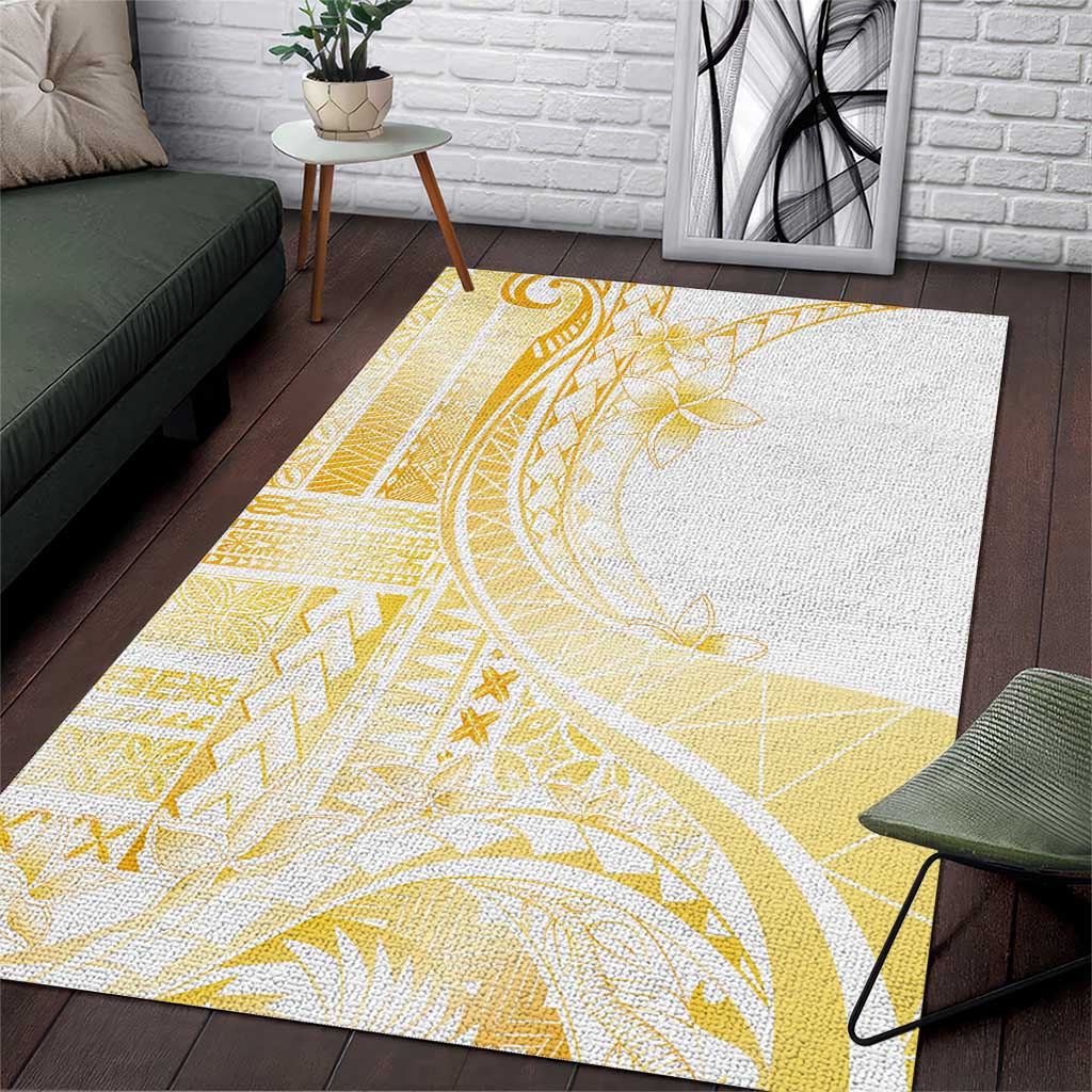 Samoa Siapo Mamanu Area Rug Plumeria Fancy Gold Motifs LT7 Gold - Polynesian Pride