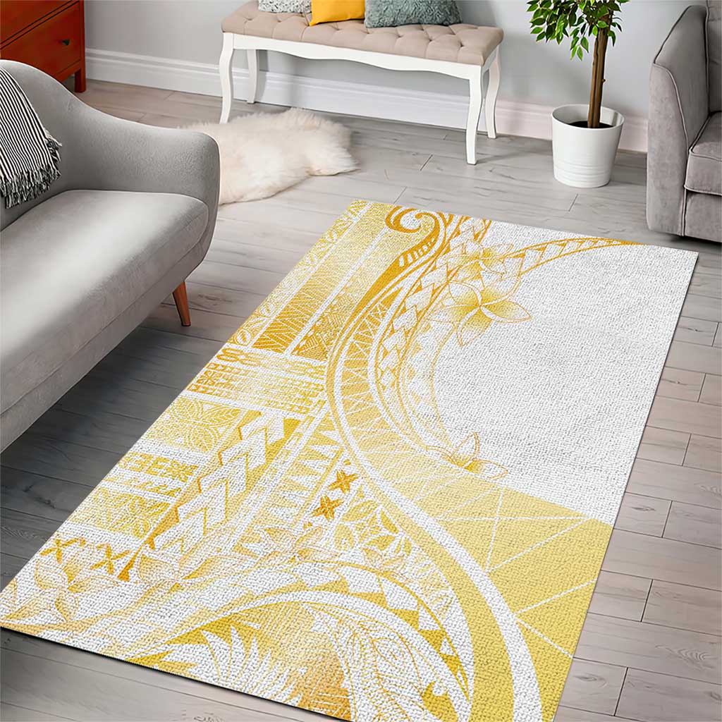 Samoa Siapo Mamanu Area Rug Plumeria Fancy Gold Motifs LT7 - Polynesian Pride