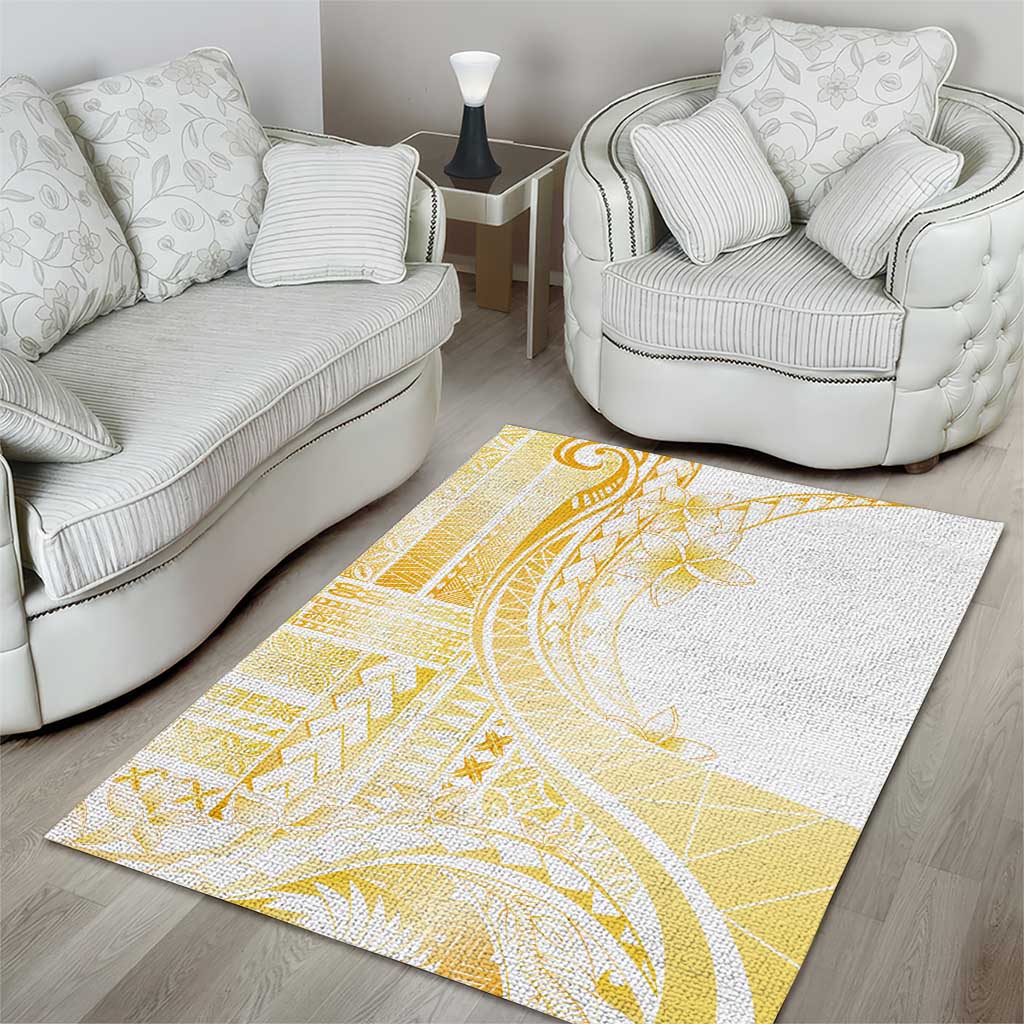 Samoa Siapo Mamanu Area Rug Plumeria Fancy Gold Motifs LT7 - Polynesian Pride