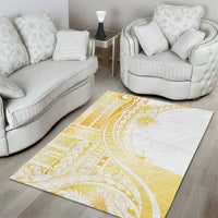 Samoa Siapo Mamanu Area Rug Plumeria Fancy Gold Motifs LT7 - Polynesian Pride