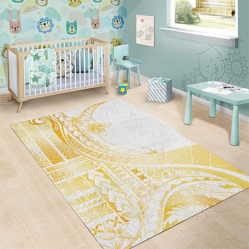 Samoa Siapo Mamanu Area Rug Plumeria Fancy Gold Motifs LT7 - Polynesian Pride