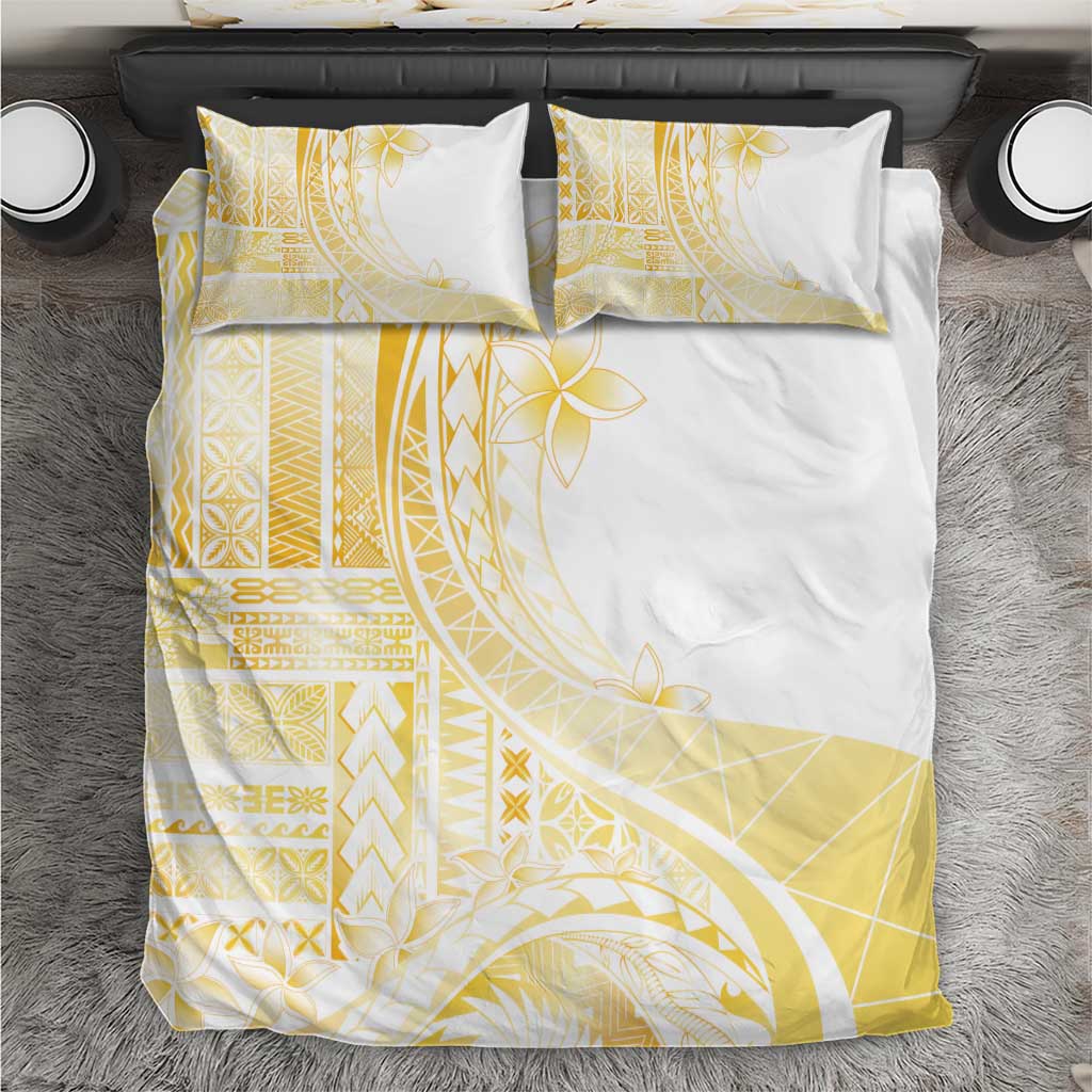 Samoa Siapo Mamanu Bedding Set Plumeria Fancy Gold Motifs LT7 Gold - Polynesian Pride