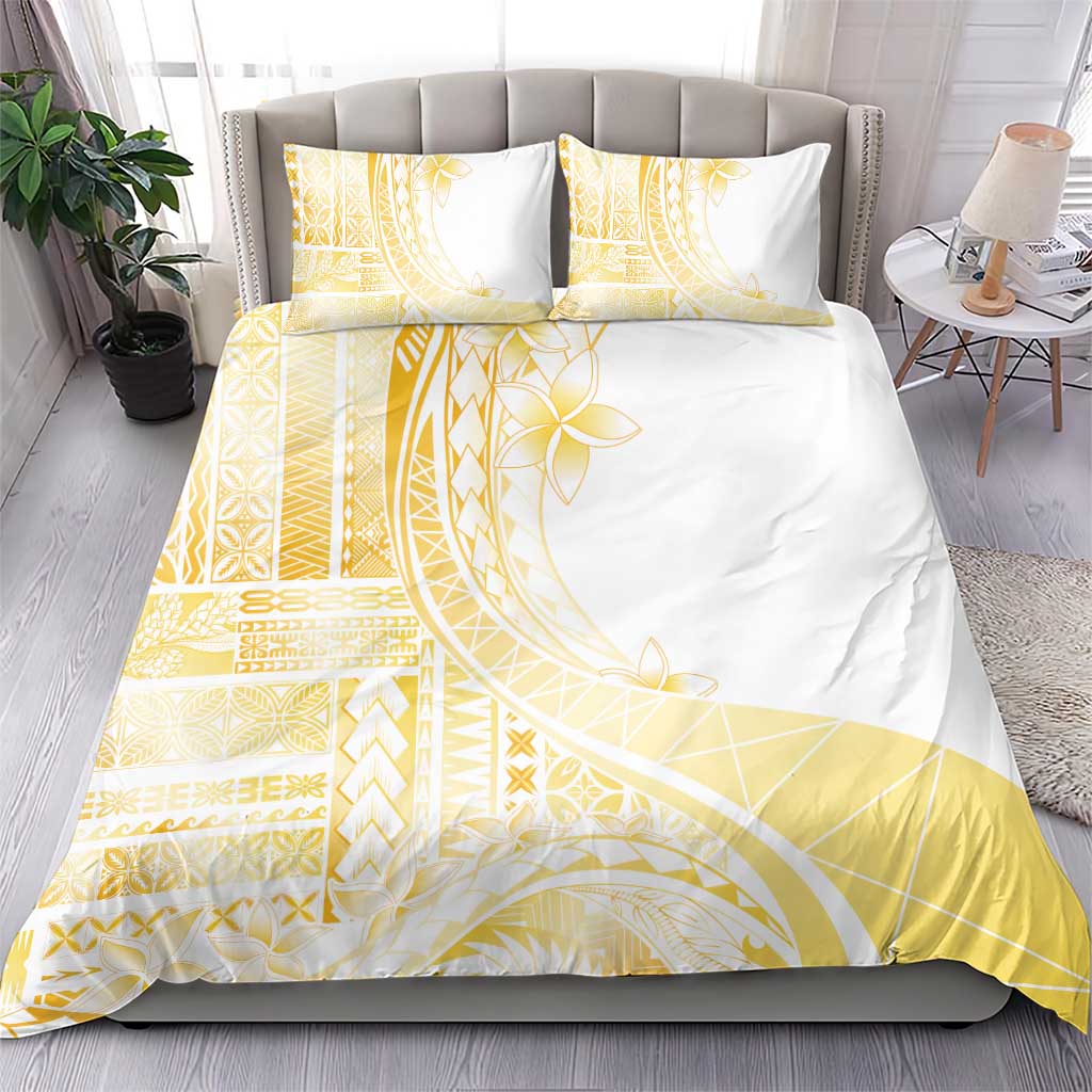 Samoa Siapo Mamanu Bedding Set Plumeria Fancy Gold Motifs LT7 - Polynesian Pride