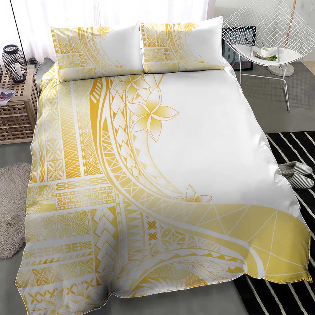 Samoa Siapo Mamanu Bedding Set Plumeria Fancy Gold Motifs LT7 - Polynesian Pride
