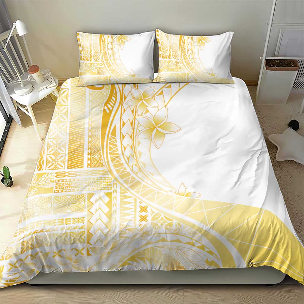 Samoa Siapo Mamanu Bedding Set Plumeria Fancy Gold Motifs LT7 - Polynesian Pride